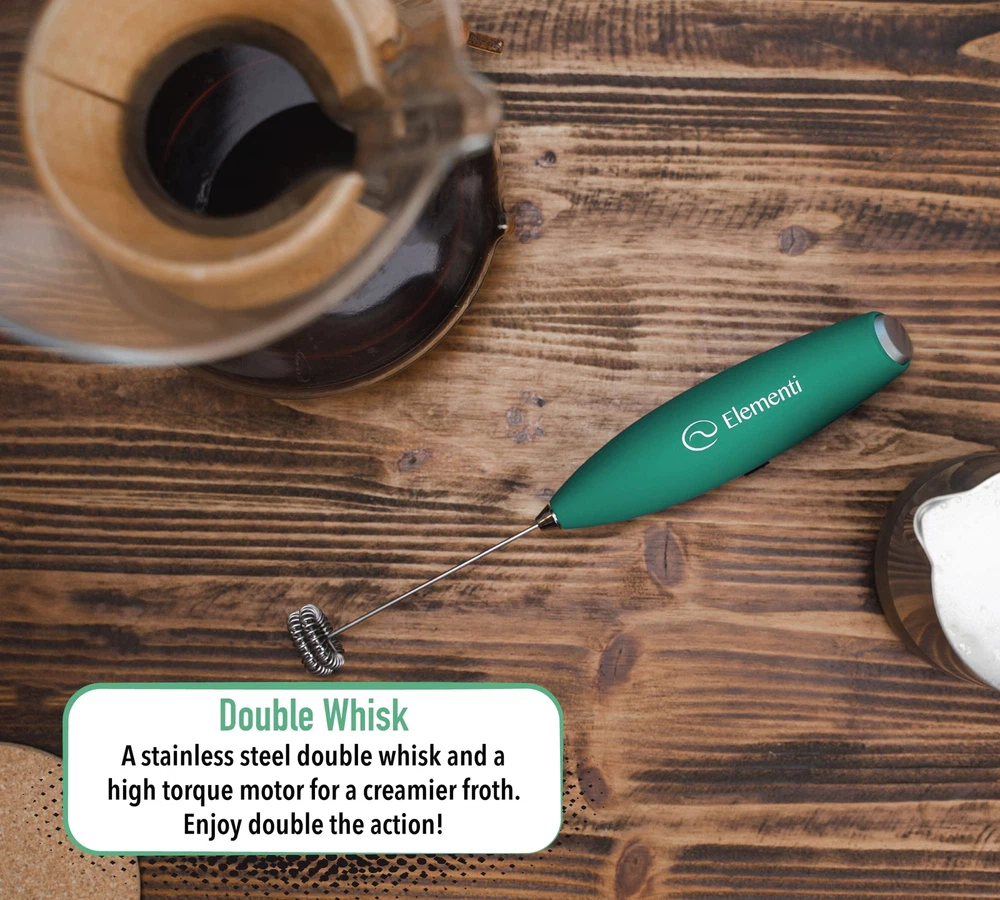 Milk Frother Handheld Double Whisk - Matcha Whisk & Drink Mixer Handheld - Ma...