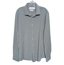 Mizzen + Main Leeward Shirt Mens Large Trim Fit Aqua Check Performance Stretch