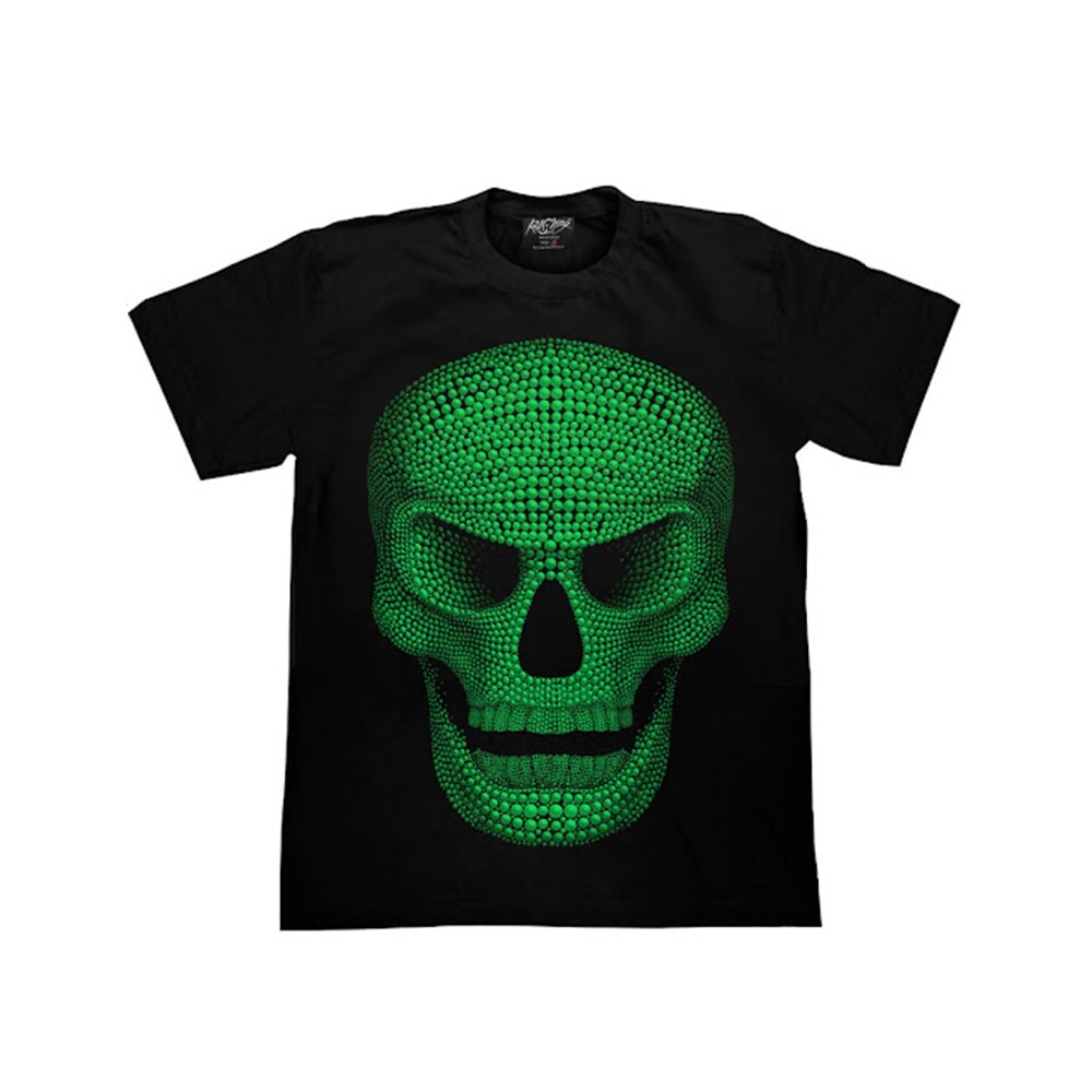 Green Dot Skull T Shirt Glow In The Dark Art Ghost Graphic Tees New Year Party-image