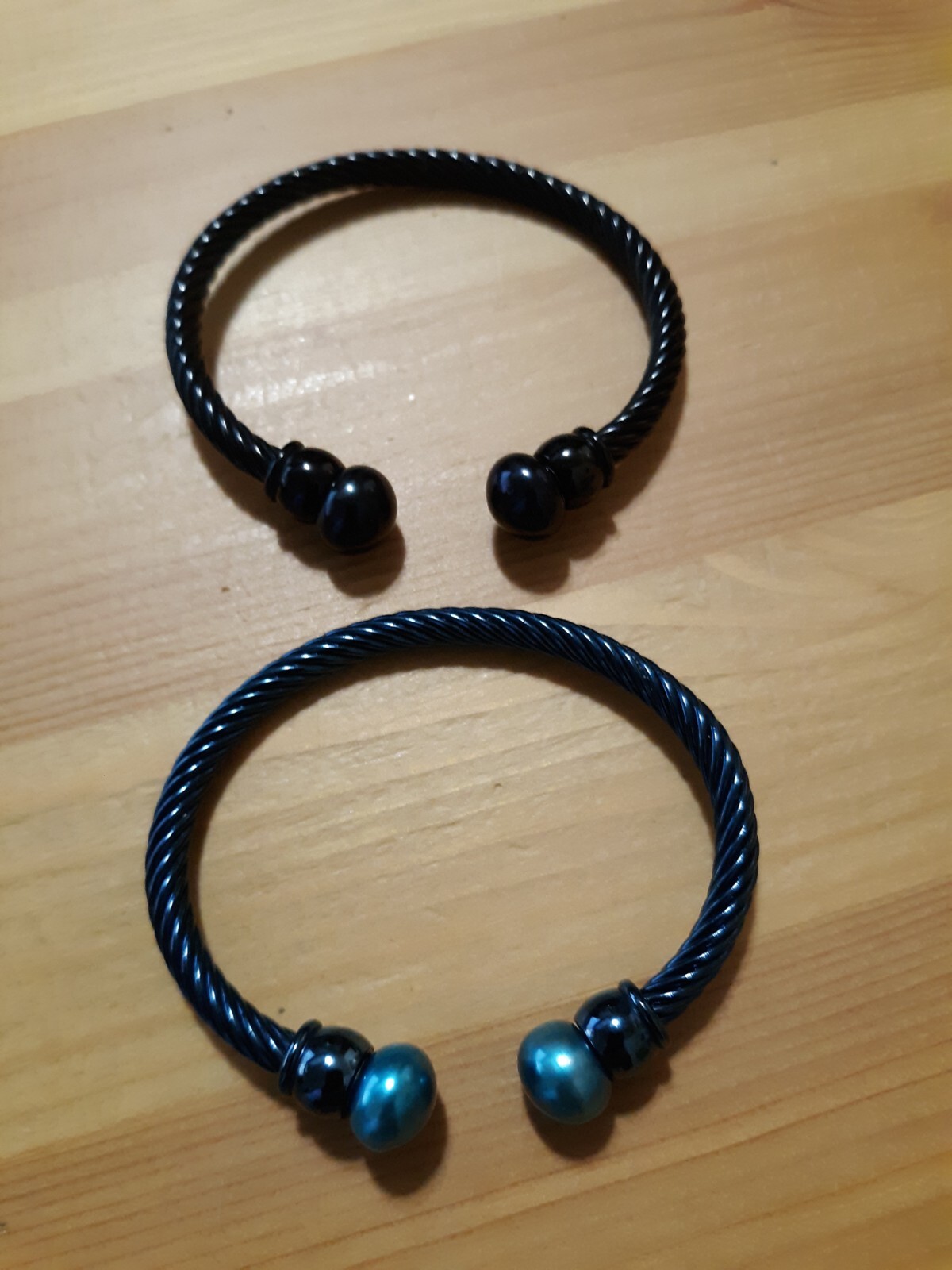 2 Trendy Adjustable Cable Bangle Braclets Black /… - image 1