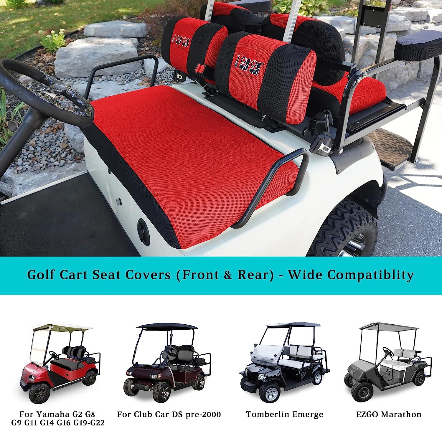 RED Golf Cart Front Rear Seat Covers for Yamaha G2 Car DS