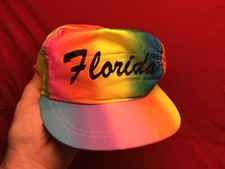 Vtg Florida Rainbow 1980  s Tie Dye Pride LGBTQ Trucker Mesh SnapBack Hat Exc 