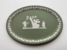 Wedgwood - Green Jasperware - ovale Plakette - Amor & Psyche - Top Zustand