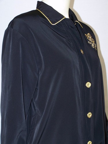Vintage Teddi Jacket Womens Petite Small Black Gold Trim Long Sleeve Ladies - Picture 4 of 8