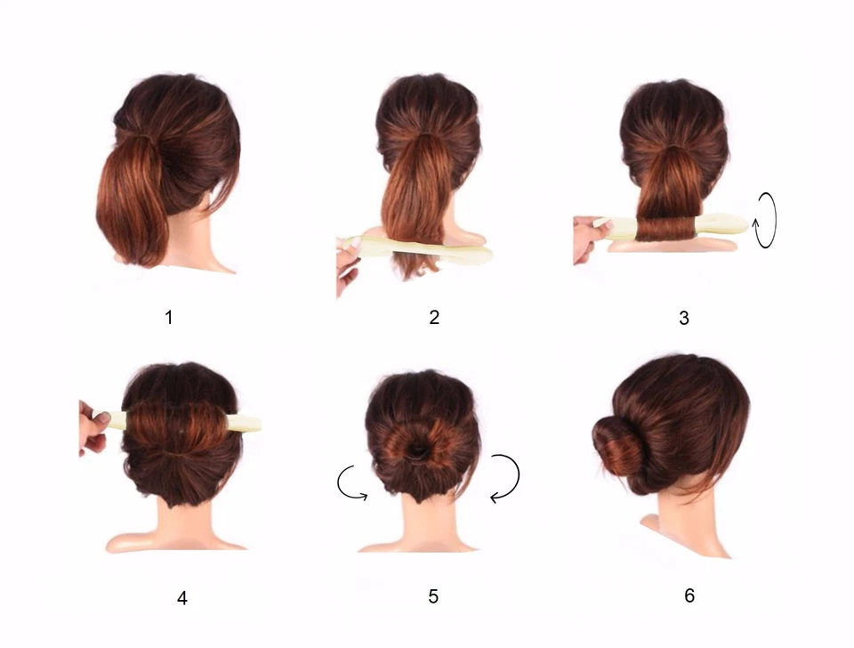 4pcs Beige Magic Foam Sponge Bun Maker Hair Donut Ponytail Clip Twist Sock Bun - Image 4 of 4