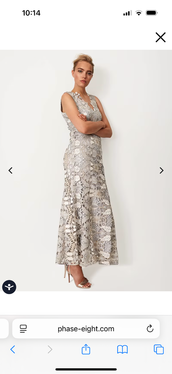 Phase Eight Zoey Lace Maxi Dress Size 12 Smoke UK