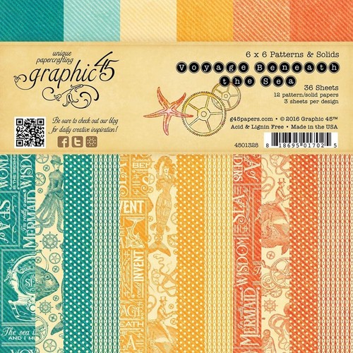 Tampon papier Graphique 45 Voyage Sous La Mer Steampunk 6X6 RARE