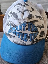 VTG Fishing Dad Cap Excuse Funny Fisherman Mesh Snap Foam Trucker Hat Blue