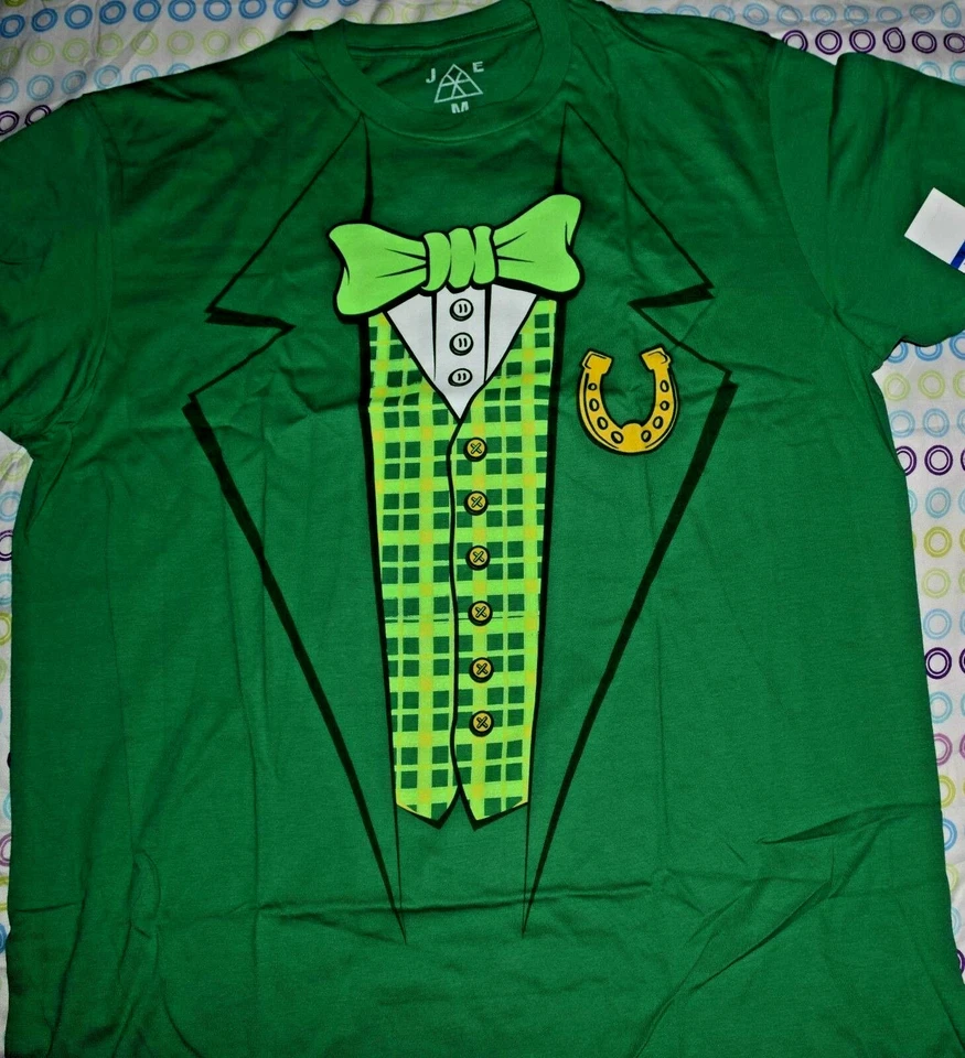 Camiseta verde con estampado de esmoquin Jem para hombre día de San Patricio talla XL Foto 2 de 4