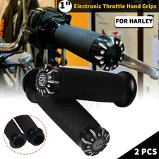 RSD Black 1" Handle Bar Hand Grips Electronic Throttle For Harley Road Tri Glide