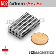 4mm x 1mm 5/32"x1/32" N52 Rare Earth Neodymium Small Thin Magnet Disc 4x1mm