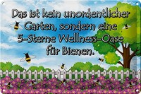 Schild Blech 30X20Cm - Made In Germany - Spruch Garten - Kein Garten 5 Sterne