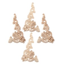 4 Pcs Wood Carved Decal Applique Overlays for Furniture Ornate Appliques