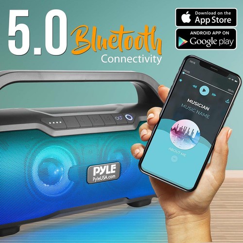 Pyle PBMWP185 500 W Portable Bluetooth Wireless BoomBox Speakers Stereo (2 Pack) - 第 7/9 張圖片