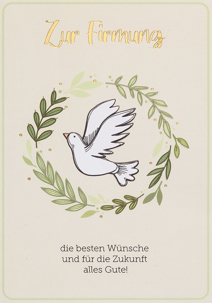Firmung unverpackte Glückwunschkarte mit Umschlag Taube die besten Wünsche für d