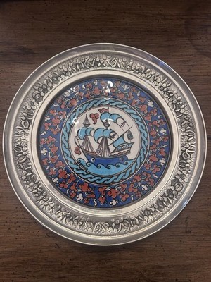 VTG 9  Turkish Nautical Wall Plate Decor, Sailboat and Ocean Waves, Dogus