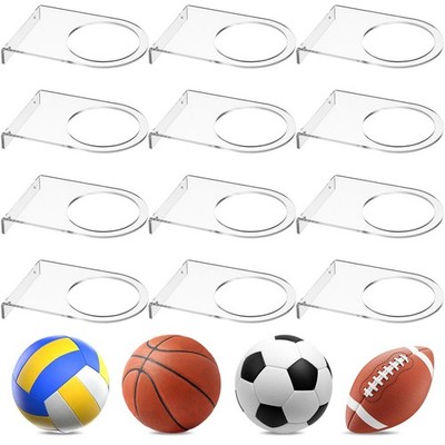 12 Pcs Acrylic Ball Holder Wall Mount Clear Basketball Football Display Rack ...