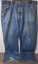 Vintage Levis 501 40x32 Blue Faded Whisker Button Fly Jeans Made In USA