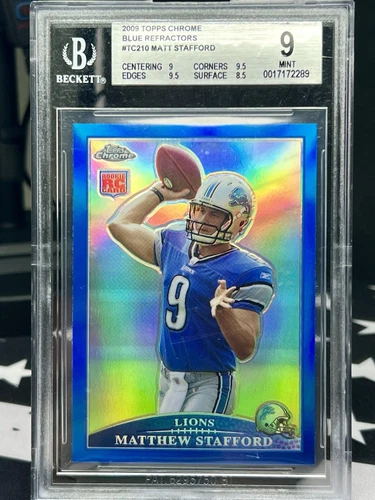 2009 Topps Chrome #TC210 Matthew Stafford Blue Refractor Rookie BGS 9 SSP SP RC
