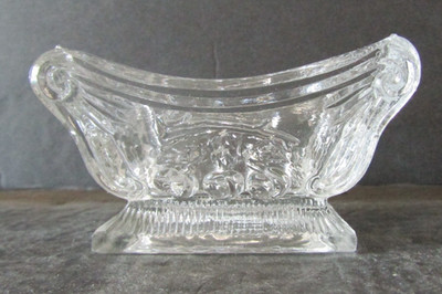 L.G. Wright Glass 1990 Crystal Clear Cherry Pattern Salt Dip No. 7-6