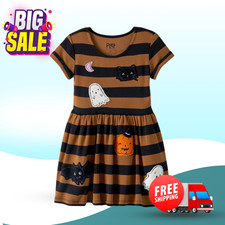  BIG SALE Little Sleepies Spooky Stripes Dress Bamboo Girl Halloween Play Dress