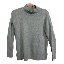 LOFT Womens Mock Neck Sweater Light Blue Gray L/S Cotton Blend Small Cozy Soft