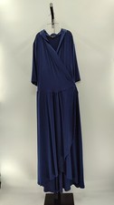 Quince Women Tencel Jersey Midi Wrap Dress Navy Basic Sleeved 2X