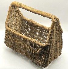 Hand-Woven Rectangular Wicker Basket with Handle