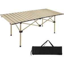 TAVOLO PIEGHEVOLE DA CAMPEGGIO ESTERNO PORTATILE GIARDINO BALCONE PIC NIC BEIGE