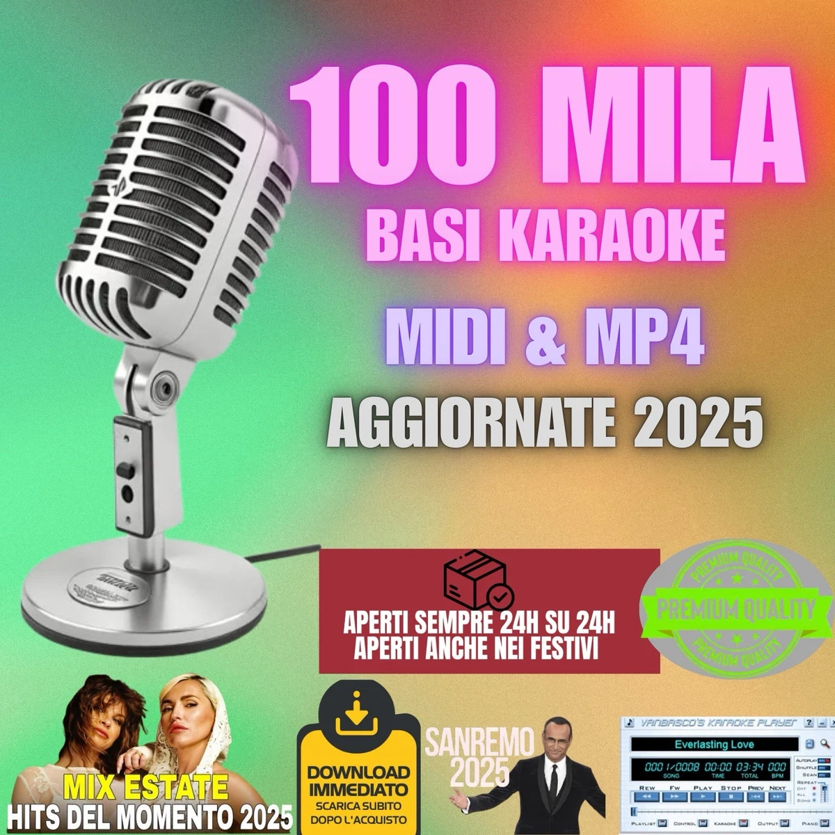 13.000 Basi MP3 Italiane Con Testo Per Karaoke – Professionali – Download 2025