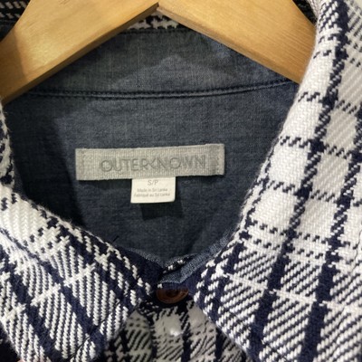 Pre-Owned Men s Small Outerknown Atlantic Blue Bigbury Plaid 100% Cotton Shirt