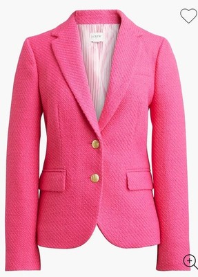 NWT J.Crew Tweed Schoolboy Lined Blazer in Sweet Fuchsia Women Size 16
