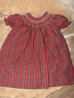 Orient Expressed Smocked Plaid Tartan Dress Girls Size 2 Christmas Holiday