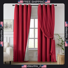 Blackout Curtains 52 inch Wide Double Layer for Bedroom, 84 inch Length, Gray