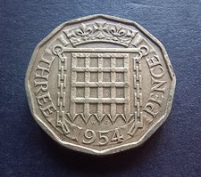 1954 Brass Threepence - Queen Elizabeth II - British Coin 