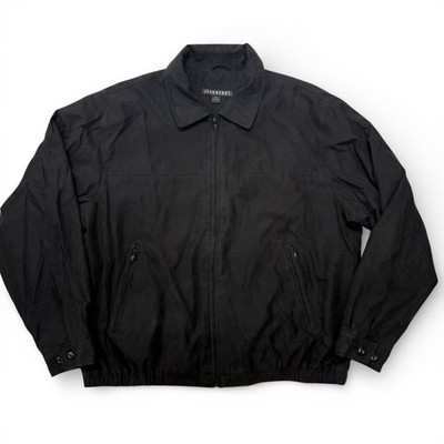 John Henry Mens XL Harrington Jacket Black Full Zip Lightweight Microfiber Coat