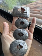 Native American Sterling Silver Concho Belt Set Signed HANDMADE B