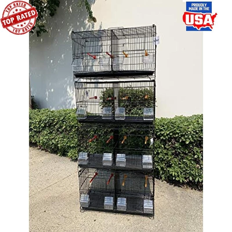 Lot of 4 Stackable Breeding Bird Cage for Canary Finch Small Birds Outdoor Black