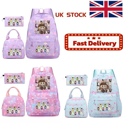 Labubu 3pc Back Pack Back To School Bag Rucksack Pencil Case Lunch Bag FAST