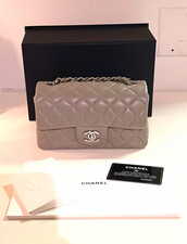 CHANEL Gray Mini Rectangular Flap Bag CC Turn...
