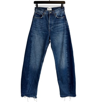 AGOLDE Luna High-Rise Pieced Taper Jeans Split Wash Blue $258 - 25