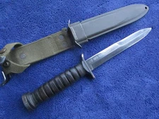 RARE VINTAGE ORIGINAL US WW2 M3 KNIFE AND SHEATH MAKER CAMILLUS BLADE MARKED