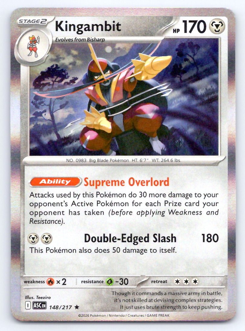 Pokemon Kingambit Ascended Heroes ASC R HOLO 148/217 NM
