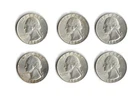 Washington Silver Quarters 1964 Lot Of 6 90% Silver Coins 1.0848 OZ UNCIRCULATED