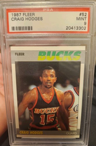 1987-88 Fleer Basketball Craig Hodges #52 Milwaukee Bucks Vintage NBA Card PSA 9