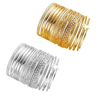 18Pcs Iron Twisted Star Design Bracelets Set Trendy Accessories for Ladies