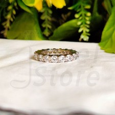 Anello fascia di fidanzamento oro bianco 14 kt oltre 1,0 ct bellissimo taglio tondo diamante bianco