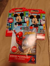 Lot Of 3 Sticker Activity Pads -2 Mickey And One Spiderman