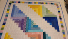 NEW HANDMADE BABY BOY GIRL  CRIB QUILT  THROW LOG CABIN BABY BLANKET FOOTPRINTS — photo 4