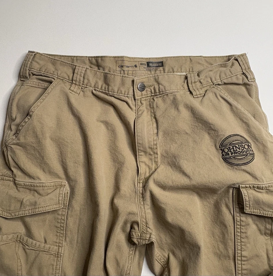 Брюки рабочие Carhartt Cargo прочные гибкие свободные крой 103574 253 желтовато-коричневые мужские 36 x 32 - Изображение 2 из 4